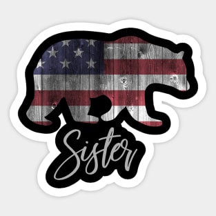 Sister Bear 4th of july flag american Sticker